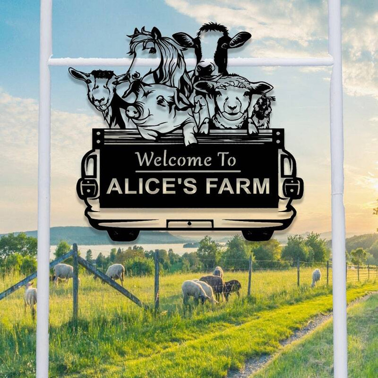 Welcome Animal Farm Metal Sign - Custom Farmhouse Barn Ranch Decor For Farmers