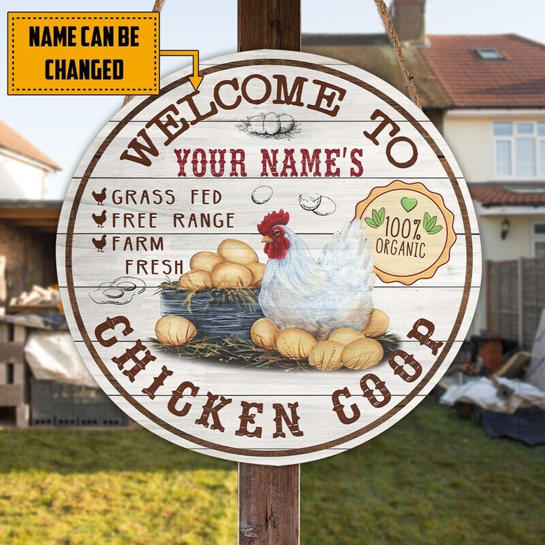 Farmhouse Animal Wood Sign - Personalized Hen House & Farm Fresh Eggs Decor - Ideal Farming Gift For Kitchen