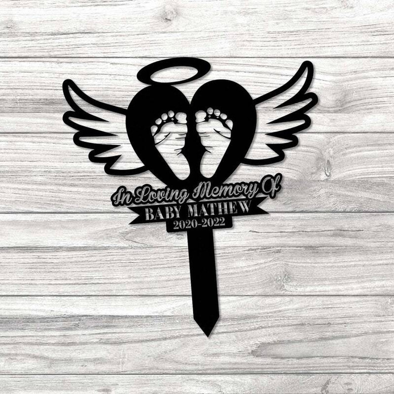 Touching Baby Memorial Metal Sign With Footprints For Garden Or Wall DéCor