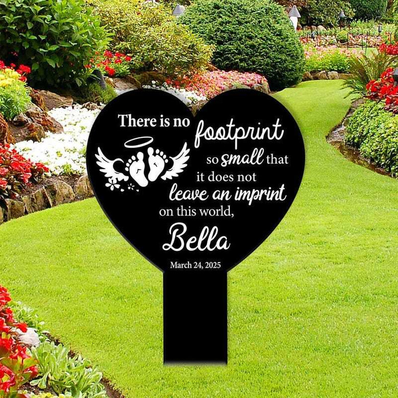 Heartfelt Personalized Baby Footprints Metal Memorial Sign For Garden Decor And Sympathy Gift