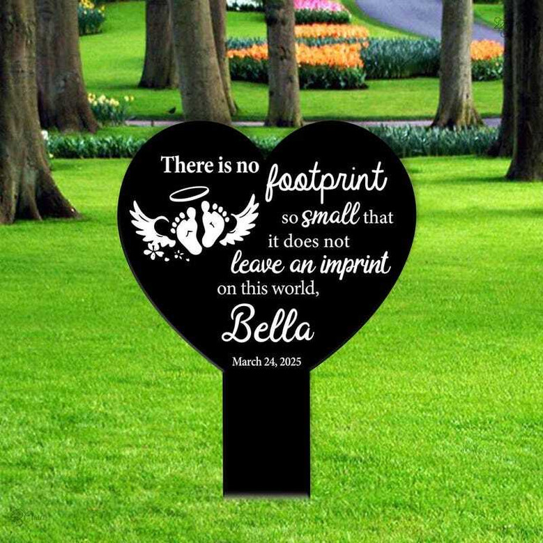 Heartfelt Personalized Baby Footprints Metal Memorial Sign For Garden Decor And Sympathy Gift