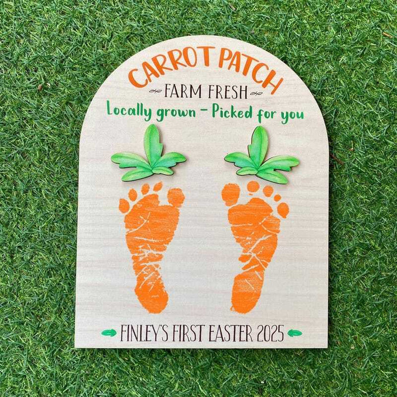Custom Baby Footprints Wall Art For Easter Carrot Patch Keepsake - Thoughtful DIY DéCor