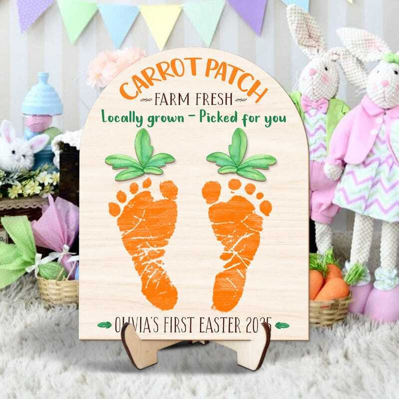 Custom Baby Footprints Wall Art For Easter Carrot Patch Keepsake - Thoughtful DIY DéCor