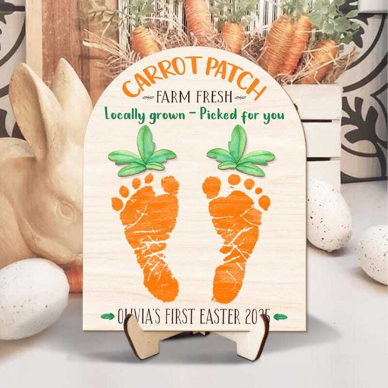 Custom Baby Footprints Wall Art For Easter Carrot Patch Keepsake - Thoughtful DIY DéCor