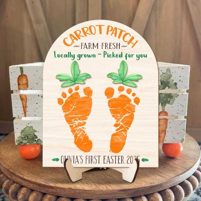 Custom Baby Footprints Wall Art For Easter Carrot Patch Keepsake - Thoughtful DIY DéCor