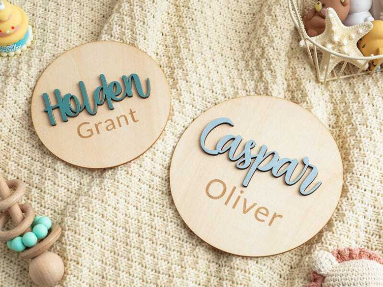 Touching Baby Footprints Wall Art For Nursery Decor - Custom Name And Birth Stats Announcement Sign