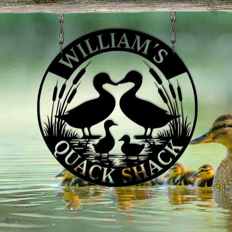 Custom Duck Family Metal Sign For Backyard - Thoughtful Animal Farm Gift