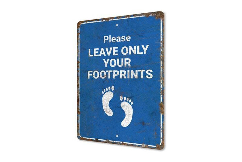 Vintage-Style Rustic Baby Footprints Metal Sign For Beach House Decor In Nursery Or Kids Room