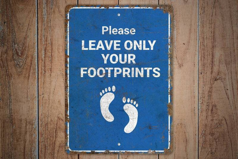 Vintage-Style Rustic Baby Footprints Metal Sign For Beach House Decor In Nursery Or Kids Room