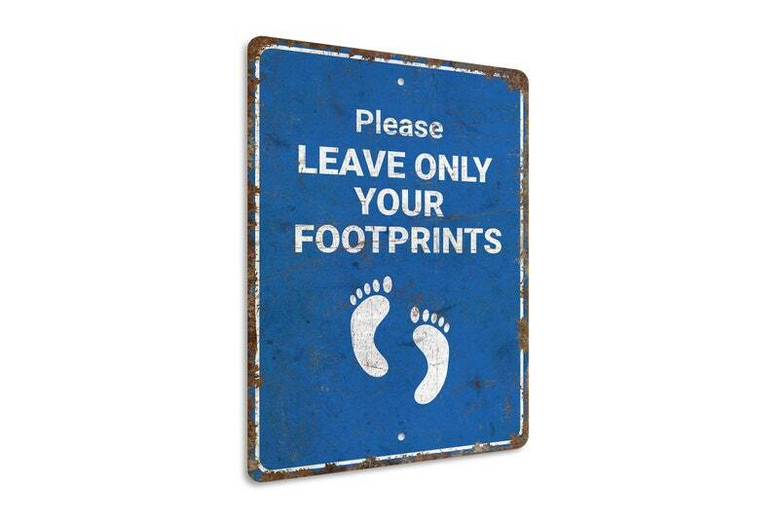 Vintage-Style Rustic Baby Footprints Metal Sign For Beach House Decor In Nursery Or Kids Room