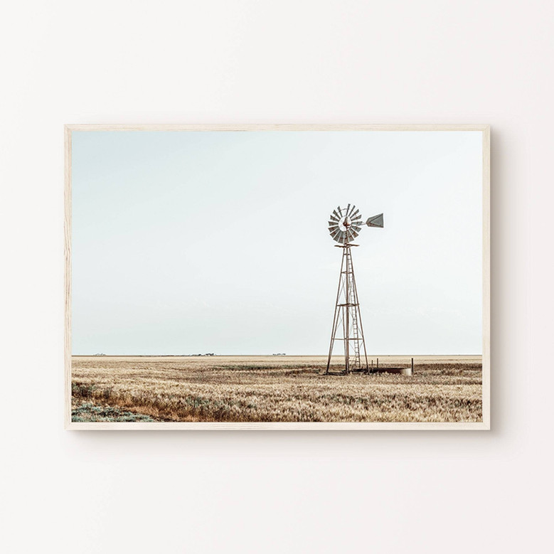 Rustic Texas Windmill Wall Art Canvas For Farmhouse DéCor - Southwest Landscape Print