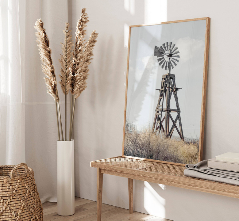 Personalized Southwest Windmill Wall Decor Canvas For Living Room - Rustic Farmhouse Gift