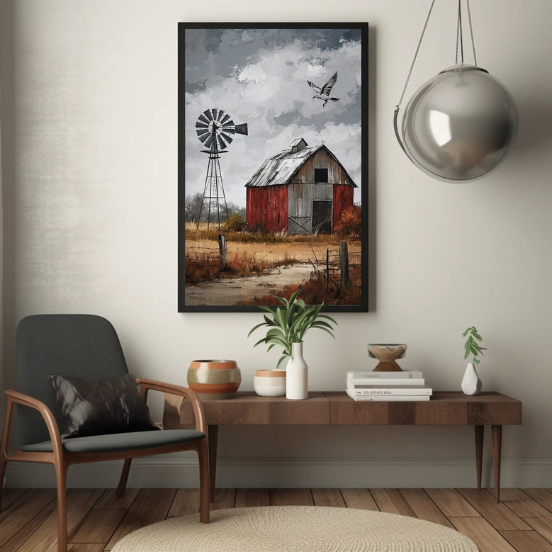 Personalized Windmill Canvas For Her - Rustic Farmhouse Wall Art Gift, Vertical Framed Print, Country Side