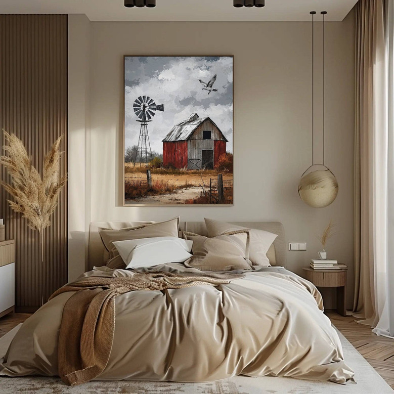 Personalized Windmill Canvas For Her - Rustic Farmhouse Wall Art Gift, Vertical Framed Print, Country Side