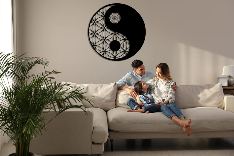 Sacred Yin Yang Geometric Metal Wall Art For Zen Decor Enthusiasts Indoor