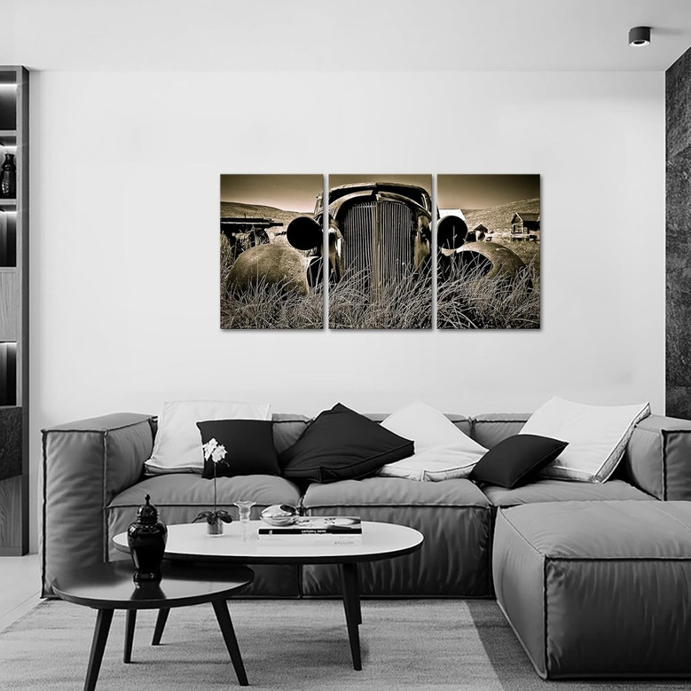 Vintage Truck Canvas Art For Car Enthusiasts - Sepia Design, Native American Theme, Perfect For Living Room