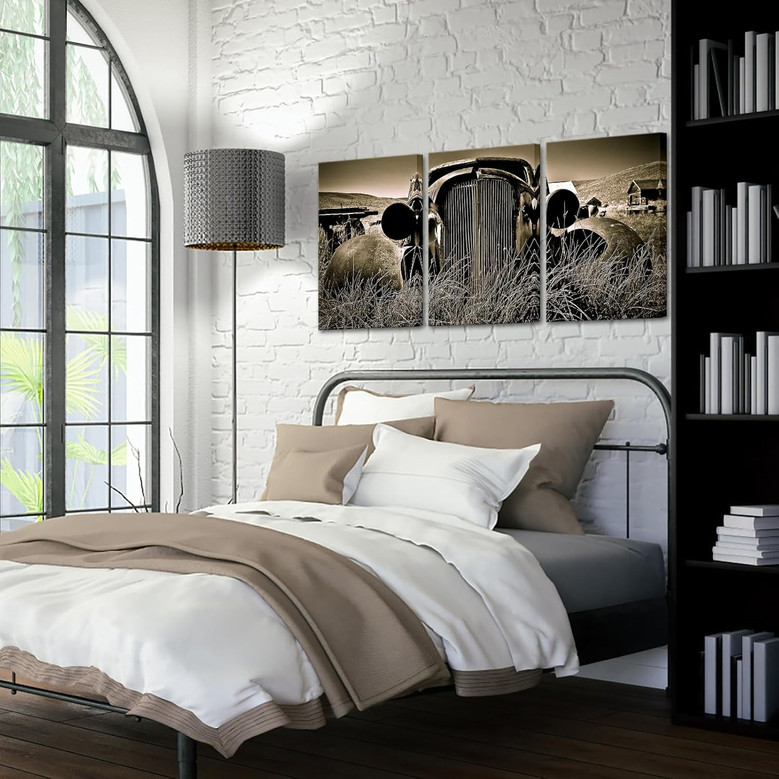 Vintage Truck Canvas Art For Car Enthusiasts - Sepia Design, Native American Theme, Perfect For Living Room