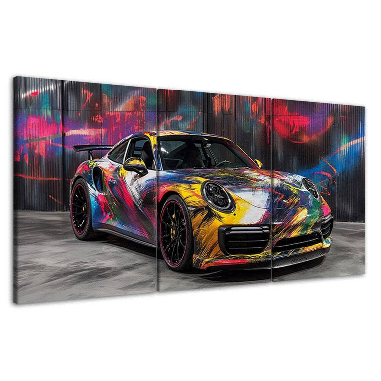 Vibrant Classic Sports Car Canvas – Framed Wall Art for Car Lovers’ Home