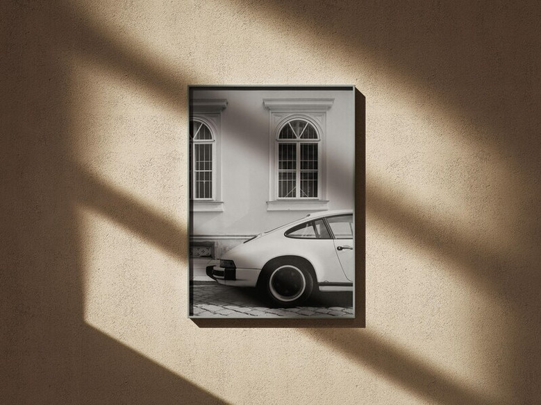 Iconic Black And White Vintage Car Canvas For Garage And Living Room Decor - Perfect For Car Enthusiasts