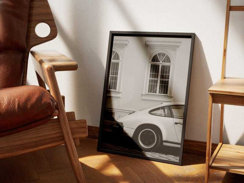 Iconic Black And White Vintage Car Canvas For Garage And Living Room Decor - Perfect For Car Enthusiasts