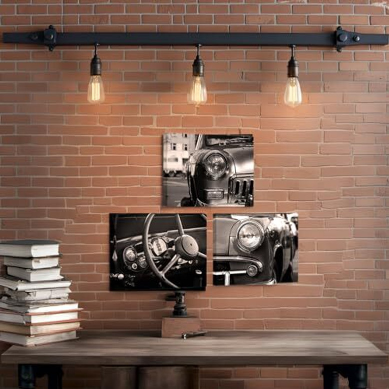Vintage Classic American Car Art for Car Enthusiasts – Retro Canvas Wall Decor for Men’s and Boys’ Bedroom
