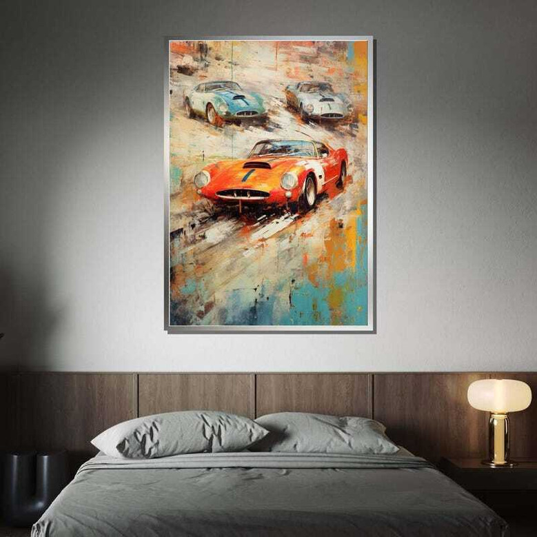 Retro Automotive Canvas For Speed Lovers - Vintage Race Car Wall Art Gift For Car Enthusiasts