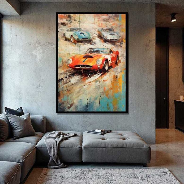 Retro Automotive Canvas For Speed Lovers - Vintage Race Car Wall Art Gift For Car Enthusiasts