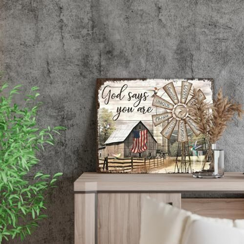 Rustic Farmhouse Windmill Canvas - American Barn Print For Bedroom DéCor - Ready To Hang
