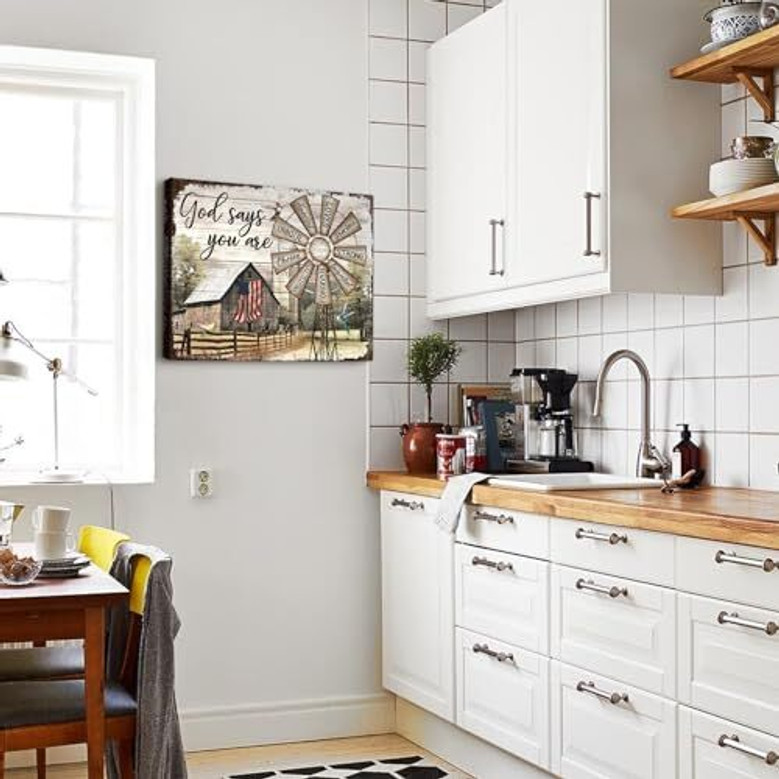 Rustic Farmhouse Windmill Canvas - American Barn Print For Bedroom DéCor - Ready To Hang