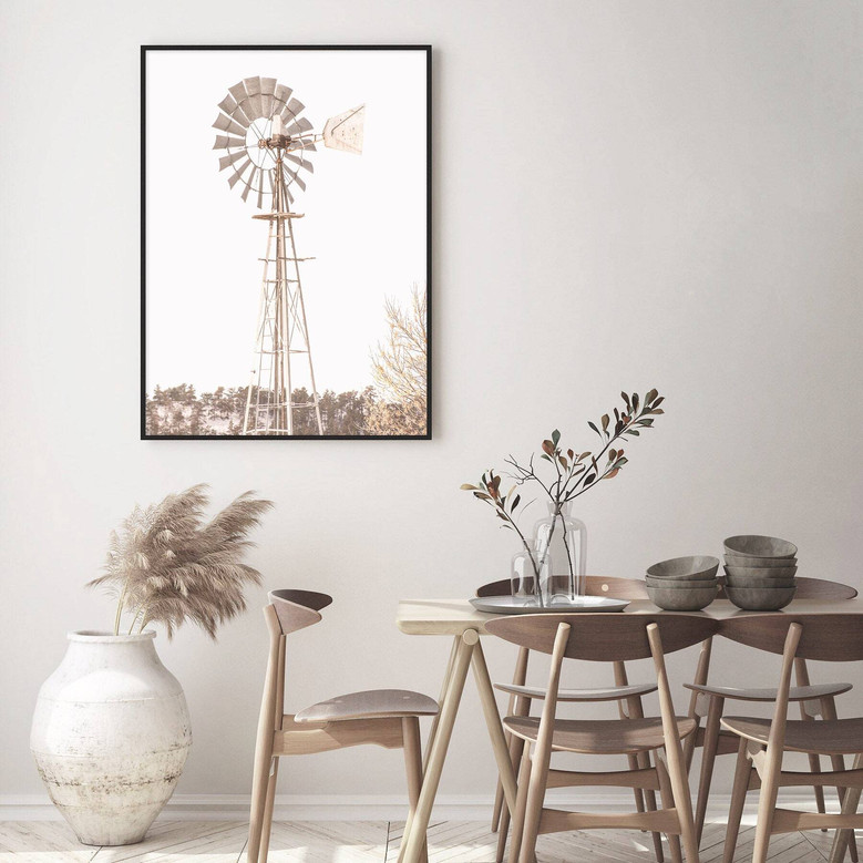 Rustic Windmill Wall Decor Canvas - Farmhouse Style For Country Living Rooms