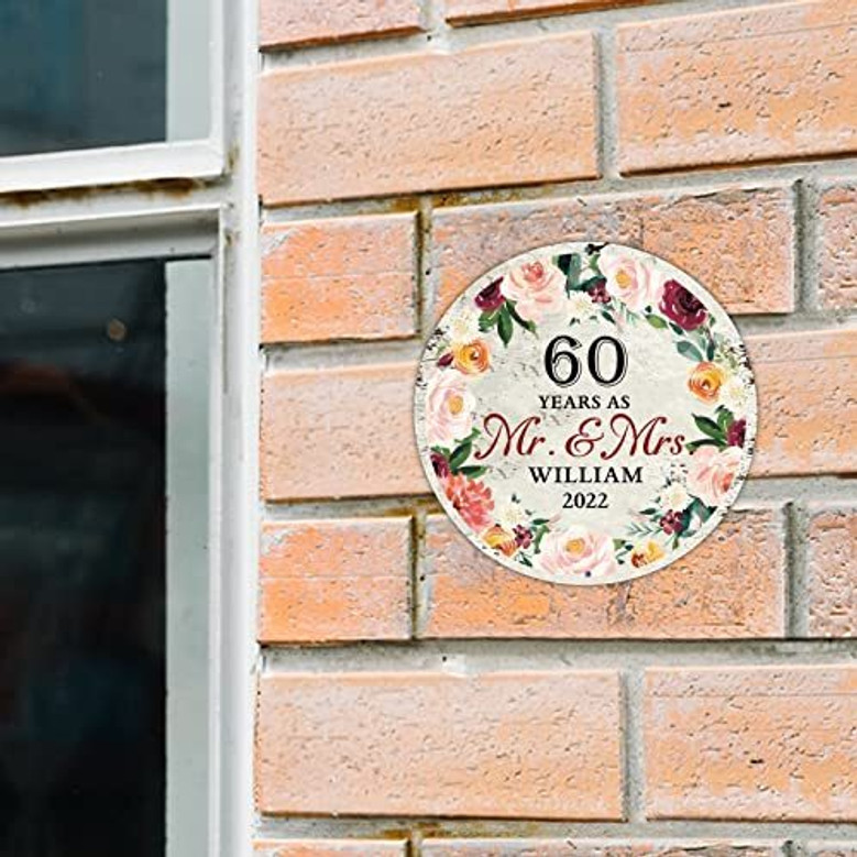Anniversary Mr And Mrs Wall Decor Custom Metal Sign 60 Years Personalized Gift For Kitchen Bar