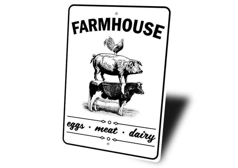Animal Farm Signs Antiqued Metal Wall Decor For Farmhouse Kitchen Or Farmers Market