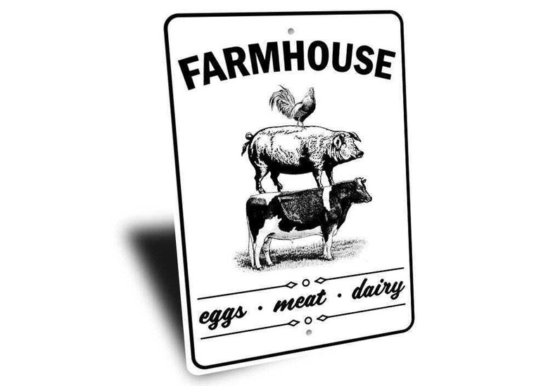 Animal Farm Signs Antiqued Metal Wall Decor For Farmhouse Kitchen Or Farmers Market