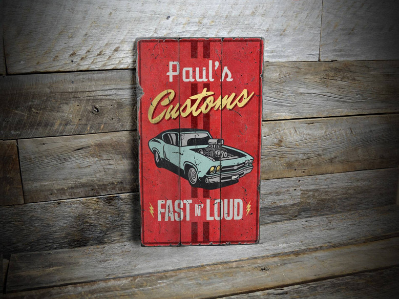 Personalized Car Enthusiast Wood Sign For Garage Wall Decor - Custom Name For Car Lovers' Workshop