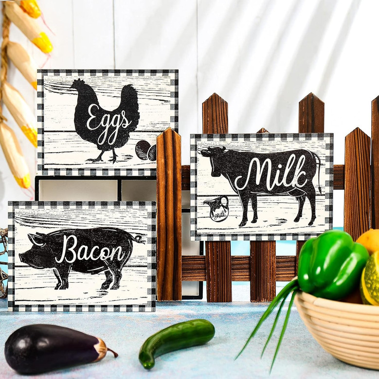 Farmhouse Animal Wall Art: Pig, Cow, Chicken Rustic Kitchen DéCor