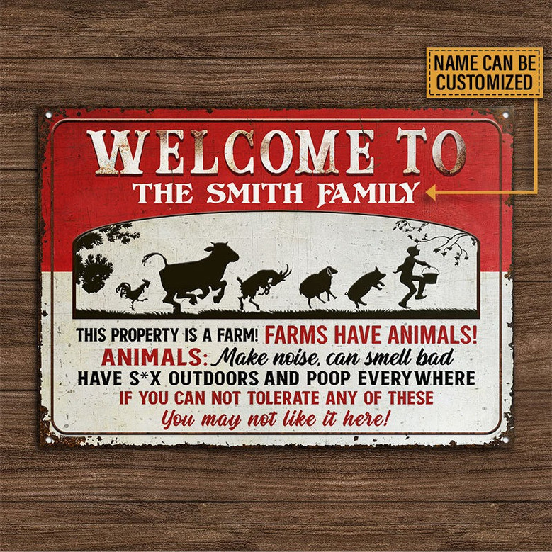 Farm Animals This Property Is A Farm Custom Vintage Metal Signs