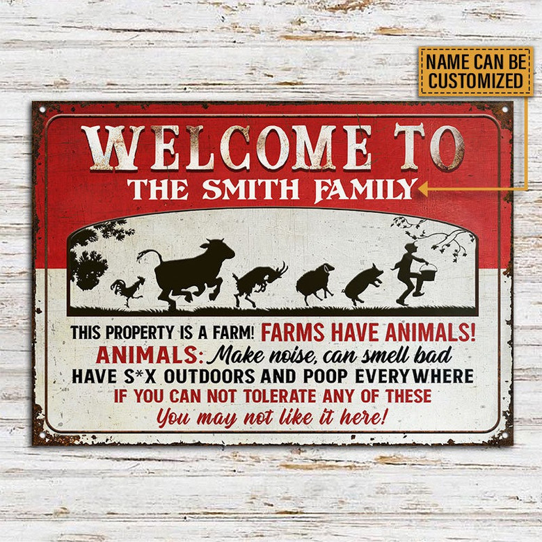Farm Animals This Property Is A Farm Custom Vintage Metal Signs