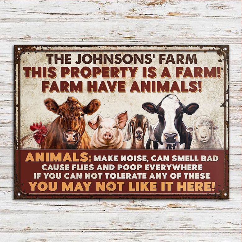 Funny Farm Animal Vintage Metal Sign – Custom Warning for Barn, Fence, or Garden