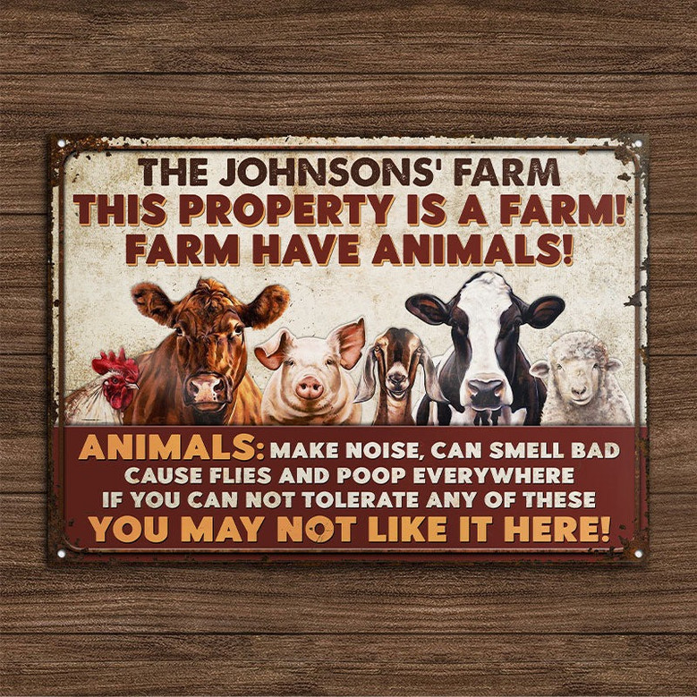 Funny Farm Animal Vintage Metal Sign – Custom Warning for Barn, Fence, or Garden