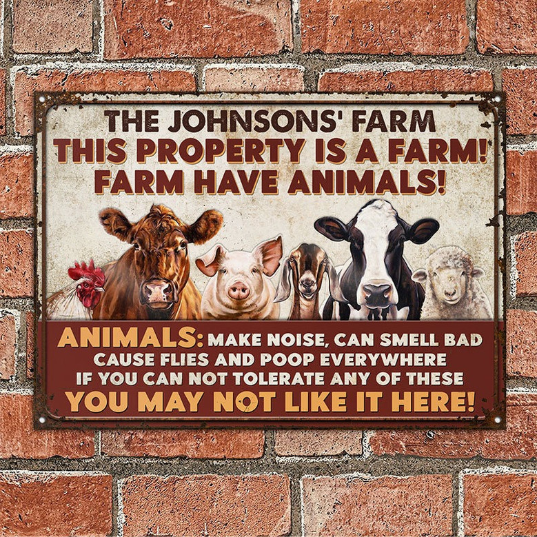 Funny Farm Animal Vintage Metal Sign – Custom Warning for Barn, Fence, or Garden
