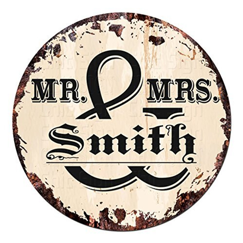 Personalized Mr And Mrs Rustic Metal Wall Decor For Man Cave - Chic Vintage Tin Sign Gift