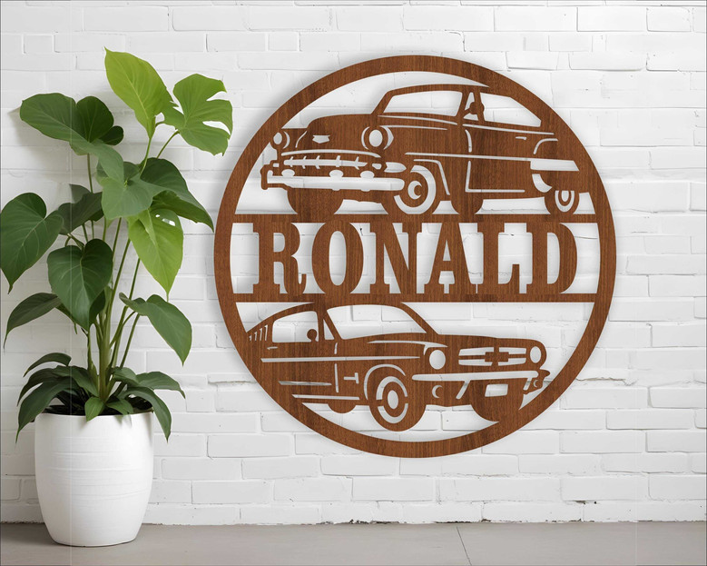 Personalized Wood Sign For Car Enthusiasts - Vintage Vehicle Design For Home DéCor