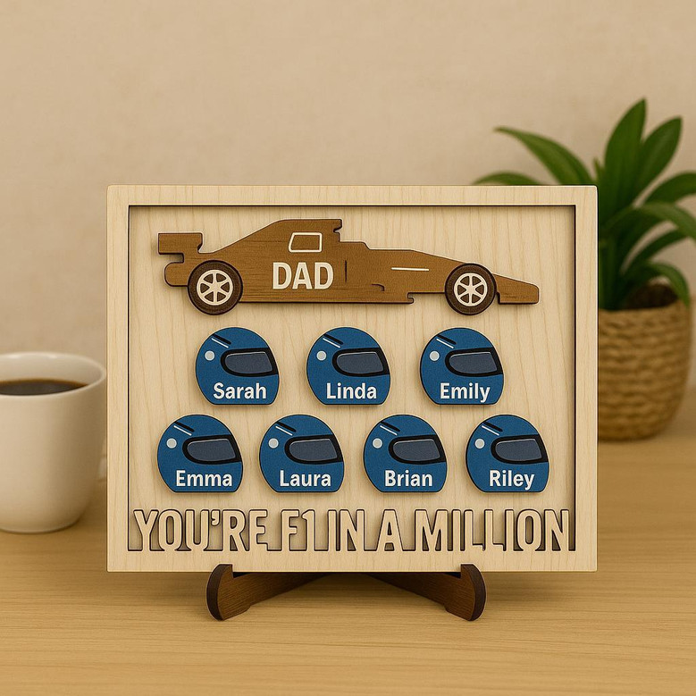 Racing Dad F1 Wood Sign - Personalized Father's Day Gift From Kids - Car Enthusiast DéCor For Living Room