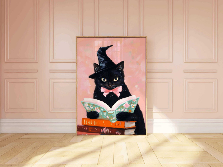 Charming Black Cat Halloween Canvas Set For Witchy Decor