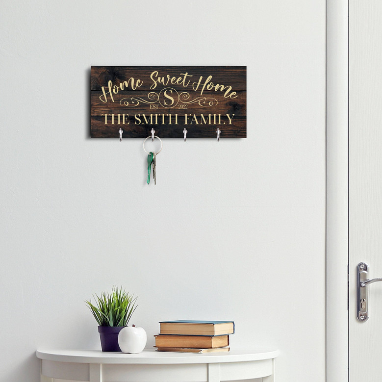 Custom Key Holder For Wall - Home Sweet Home For Families - New Home Gift