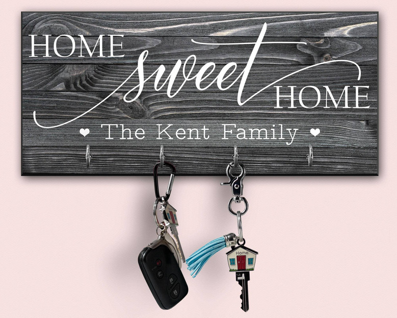 Personalized Home Sweet Home Key Holder And Organizer - Heartfelt Wall Decor For Entryway