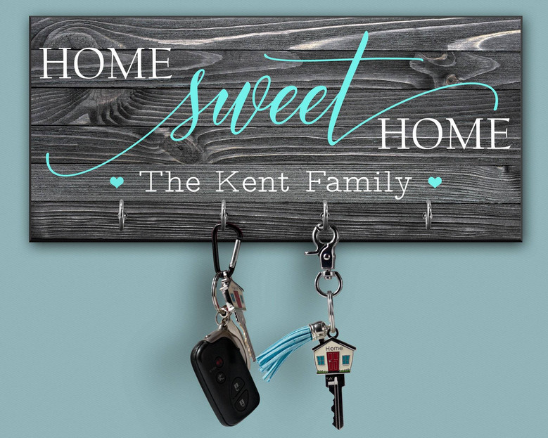 Personalized Home Sweet Home Key Holder And Organizer - Heartfelt Wall Decor For Entryway