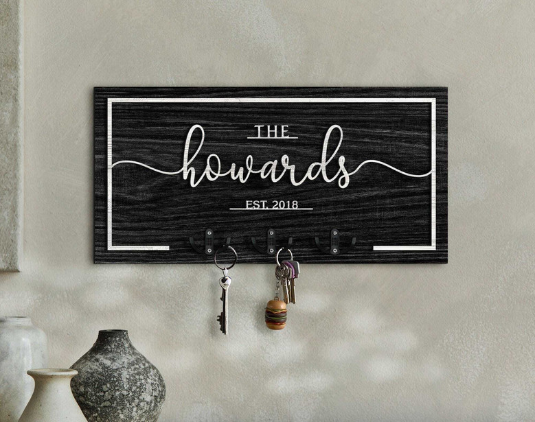 Personalized Front Door Key Holder - Rustic Wooden Entryway Organizer For Home Decor
