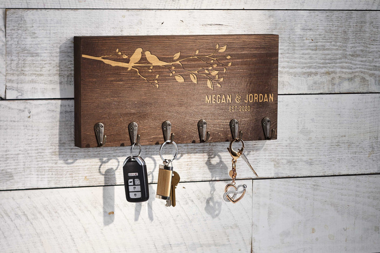 Personalized Wooden Key Hooks - Thoughtful Housewarming Gift For Couples