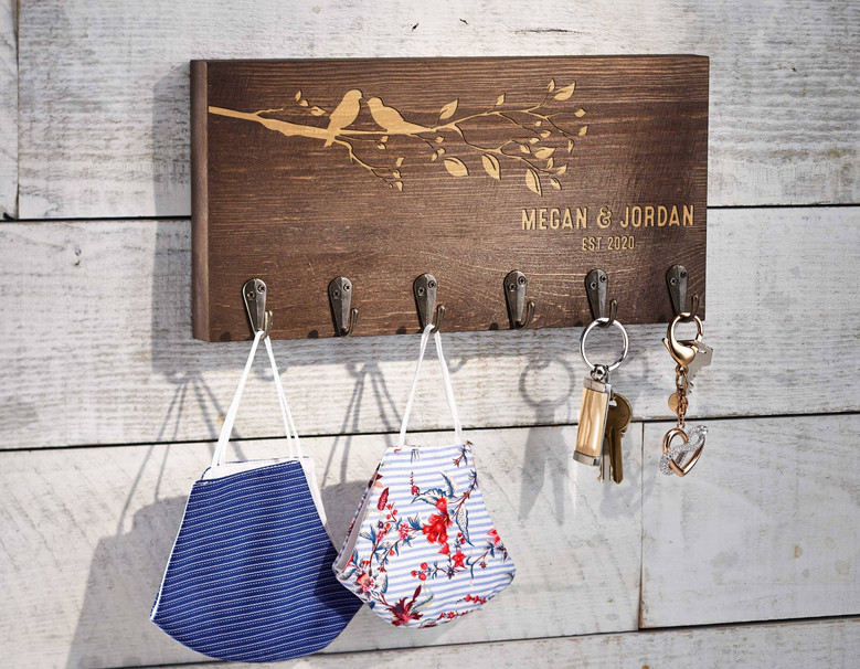 Personalized Wooden Key Hooks - Thoughtful Housewarming Gift For Couples